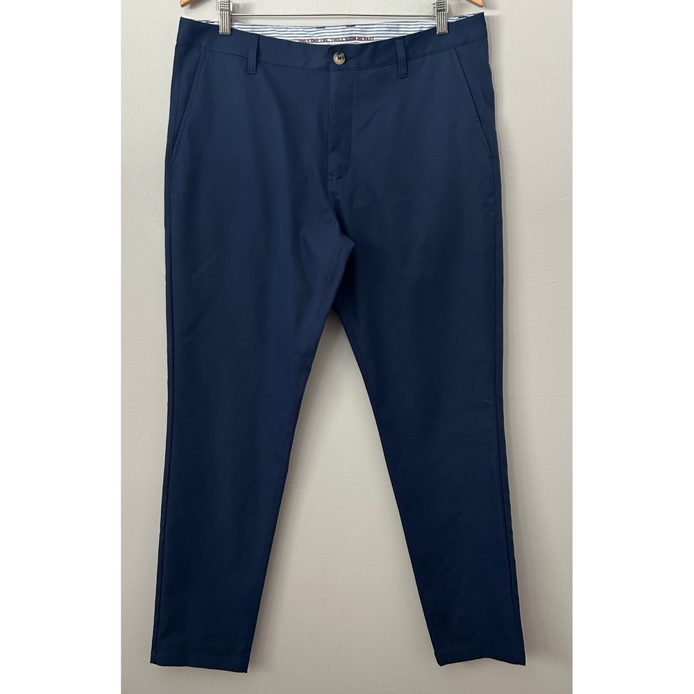 Rhone Commuter Pants Mens 36 Navy Blue Slim Straight Stretch Performance Tech - Picture 2 of 11